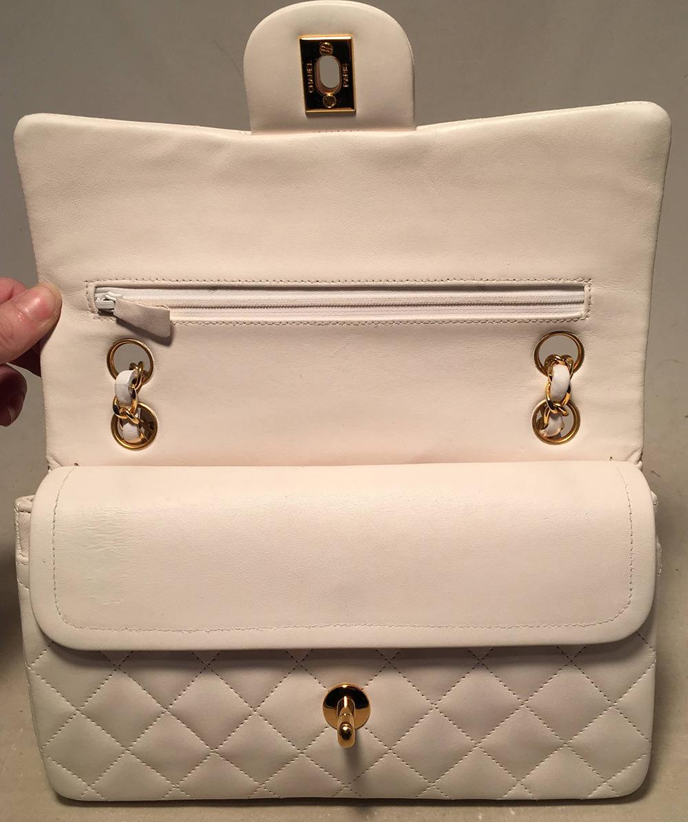 Chanel Vintage White 9 inch 2.55 Double Flap Classic Shoulder Bag 1