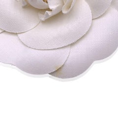 Chanel Vintage White Canvas Camelia Flower Camellia Brooch Pin
