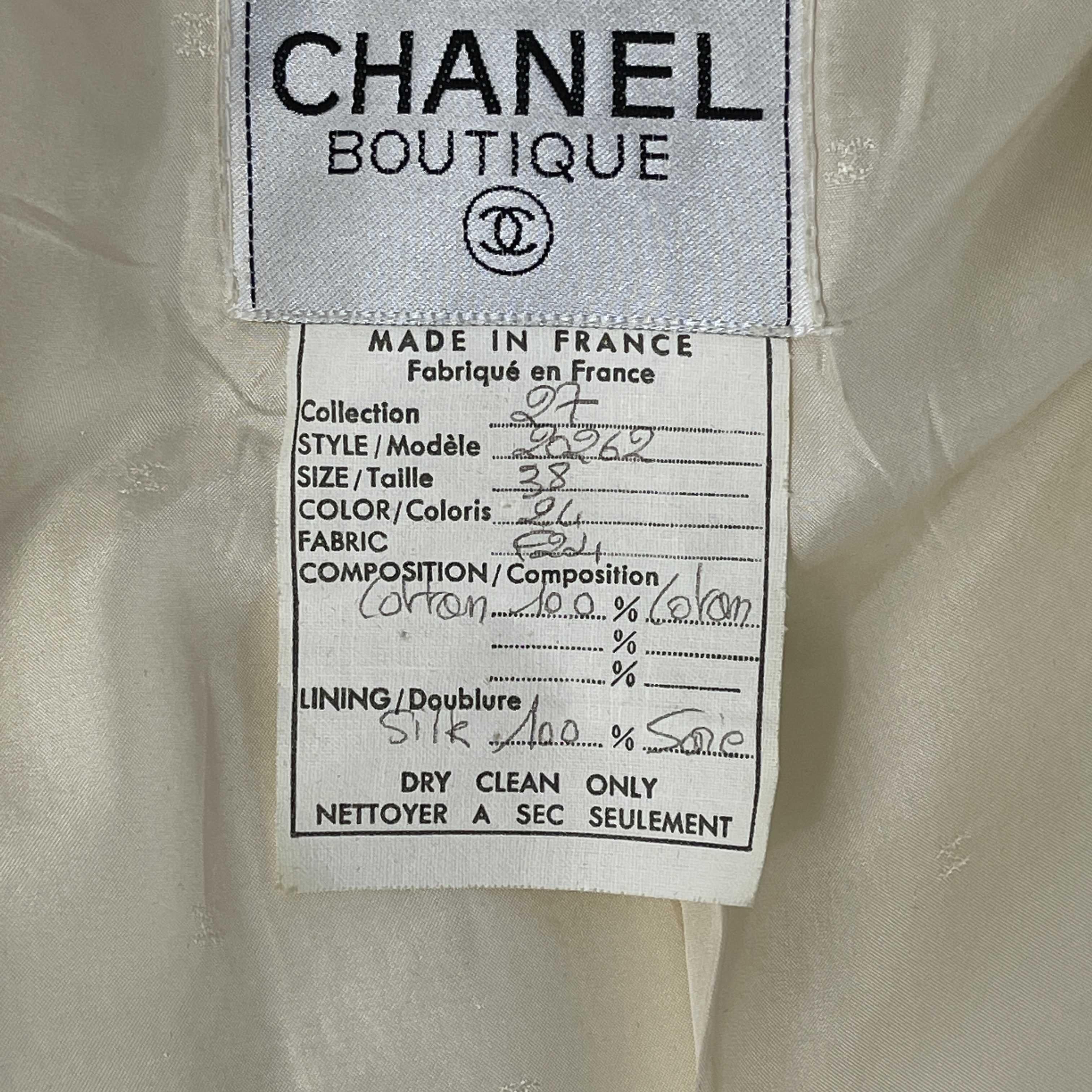 CHANEL- Vintage White CC Suit Jacket and Skirt Set Size 38 US 6 80s 90s 2