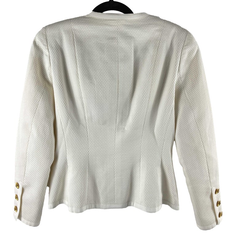 CHANEL- Vintage White CC Suit Jacket and Skirt Set Size 38 US 6