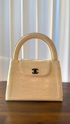 Chanel Vintage White Crocodile Kelly Handbag