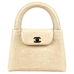 Chanel Vintage White Crocodile Kelly Handbag