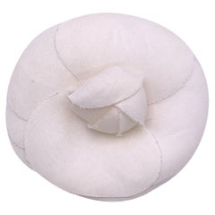 Chanel Vintage White Fabric Flower Camelia Camellia Brooch Pin
