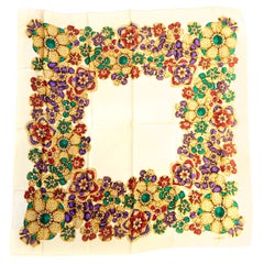 Chanel Vintage White Gripoix Silk Scarf
