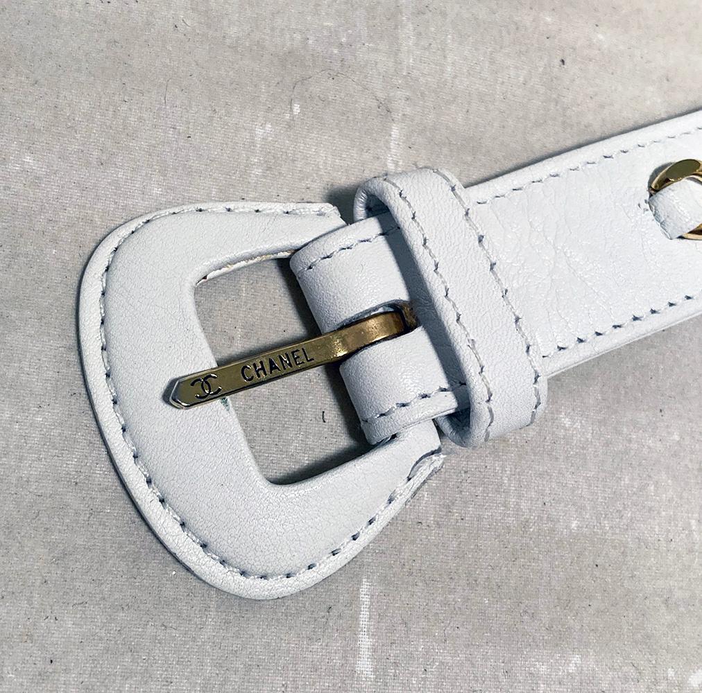 Chanel Vintage White Leather Belt Bag 5