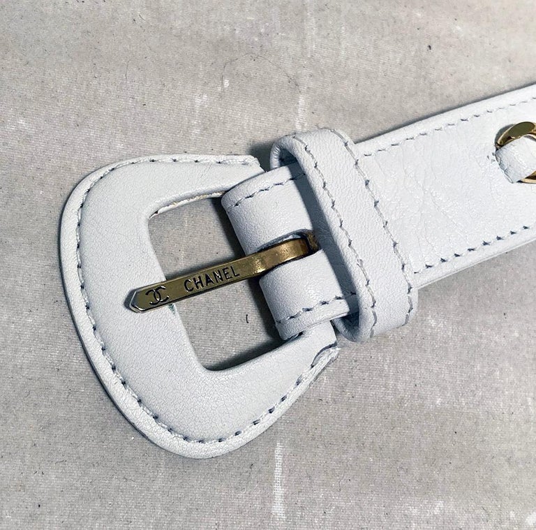 Chanel Vintage White Leather Belt Bag For Sale at 1stDibs