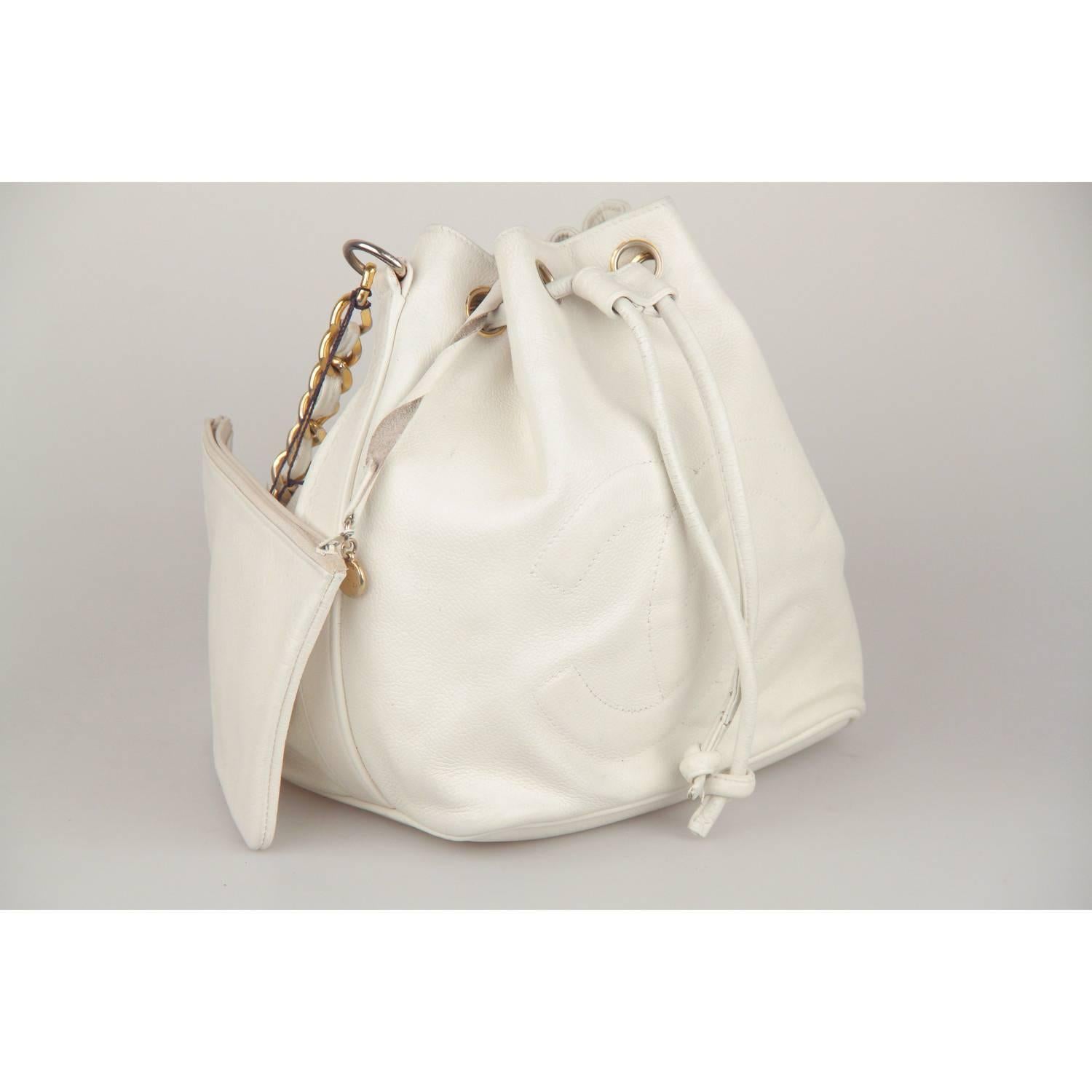 chanel drawstring bag white