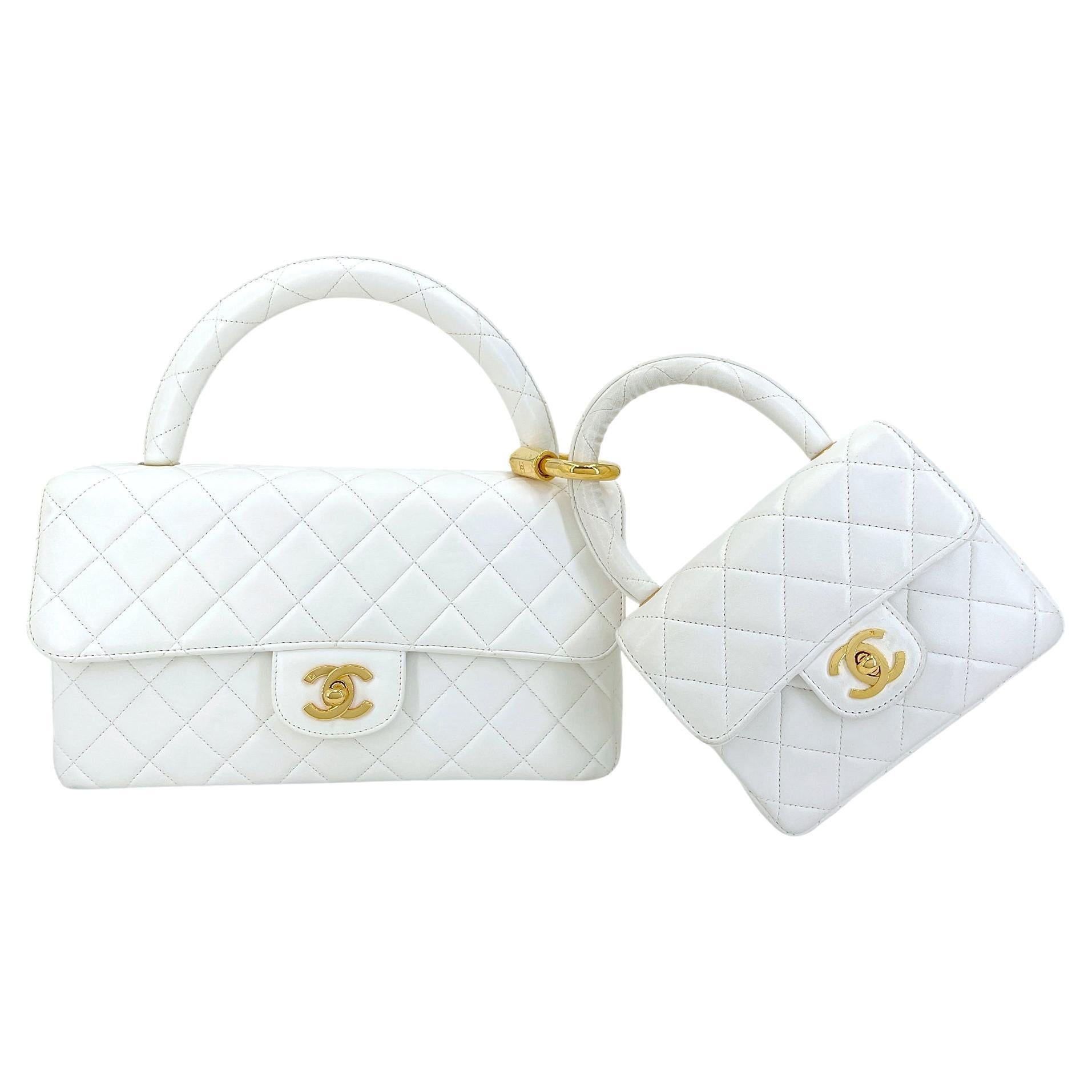 Chanel, sac Kelly blanc Parent Child Mommy Daughter set 24k GHW 68349 en vente