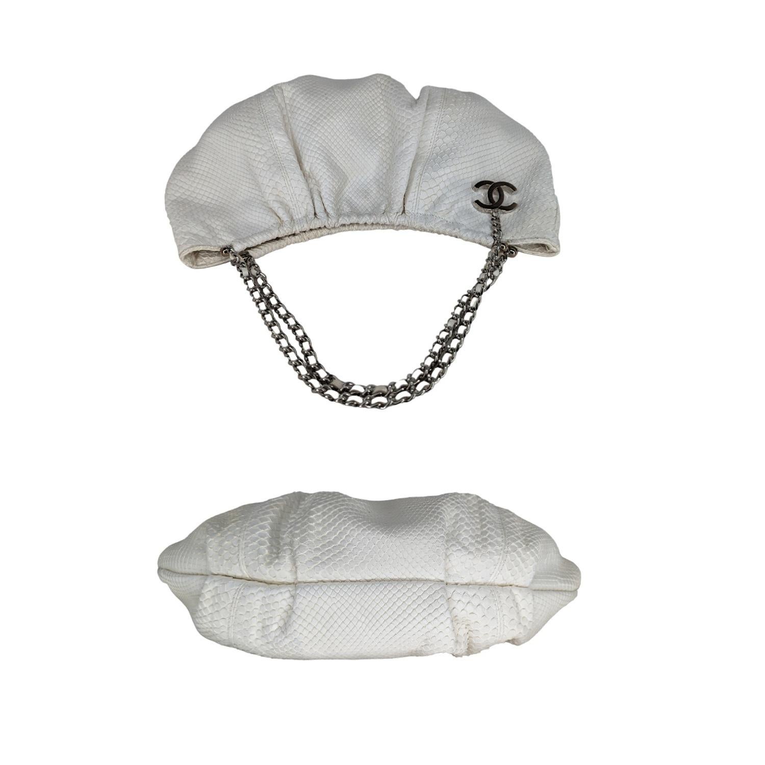 Chanel Vintage White Python CC Chain Hobo Bag For Sale 1