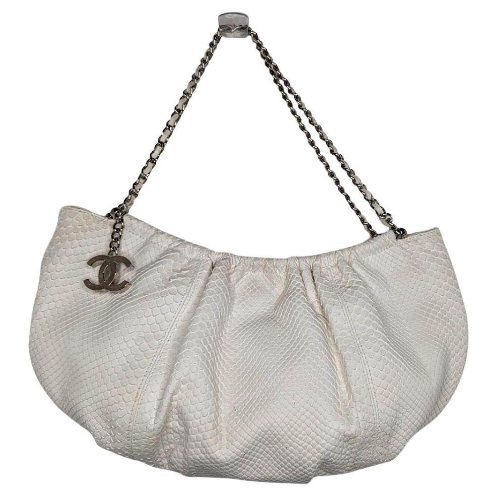 Chanel Vintage White Python CC Chain Hobo Bag For Sale