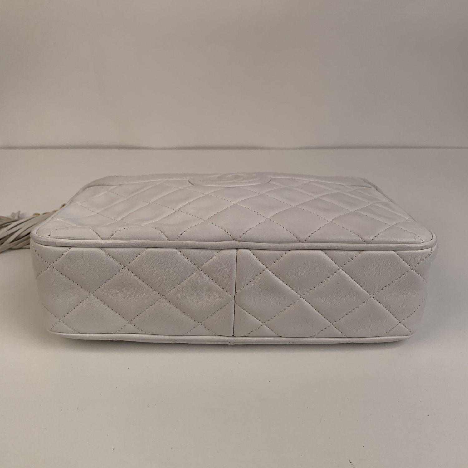 Chanel Vintage White Quilted Leather CC Stitch Camera Bag 1