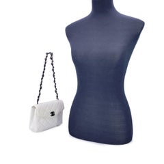 Chanel Vintage White Quilted Leather Mini Kelly Shoulder Bag