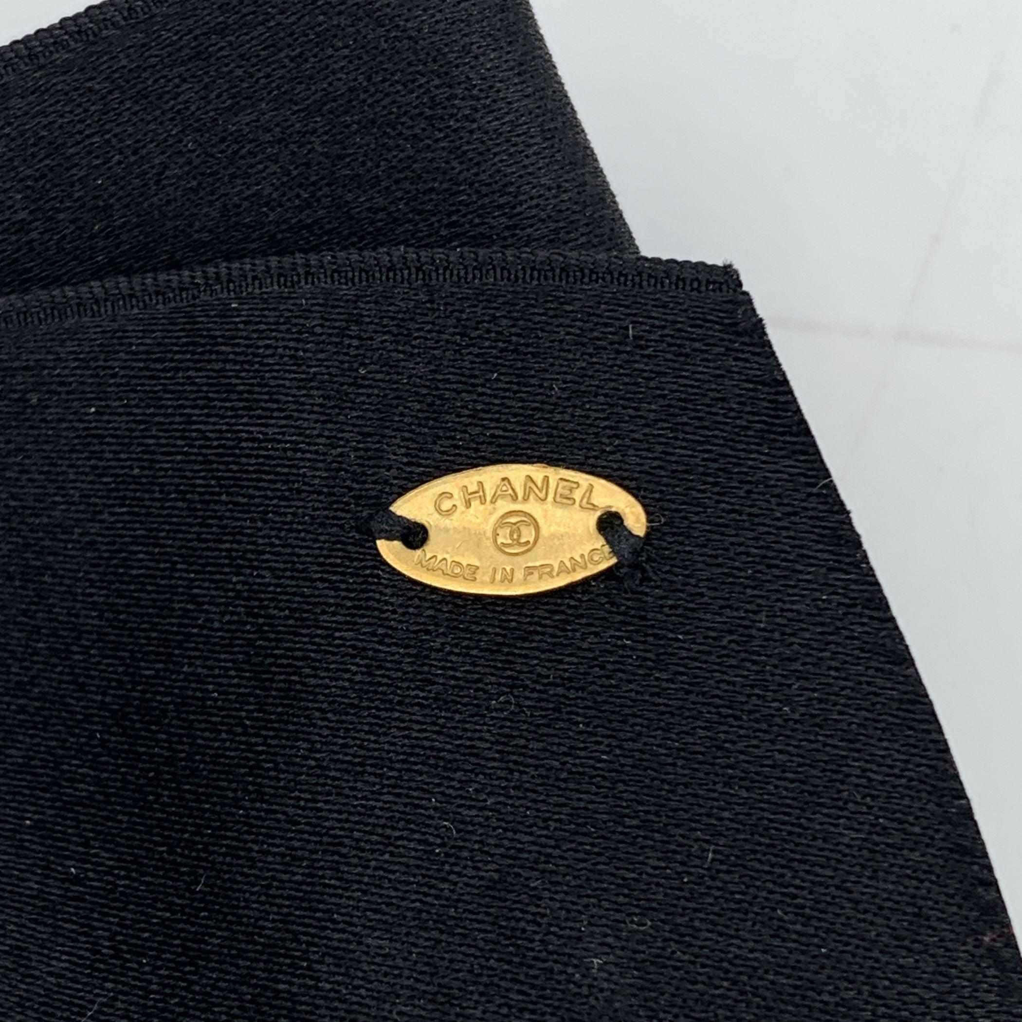 Chanel Vintage White Silk Black Satin Bow Camellia Camelia Brooch For Sale 2