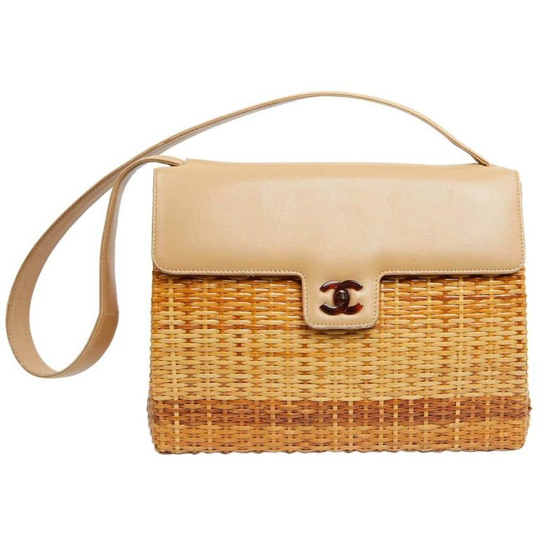Chanel Classic Rattan Wicker Flap Bag - Brown Shoulder Bags, Handbags -  CHA300288