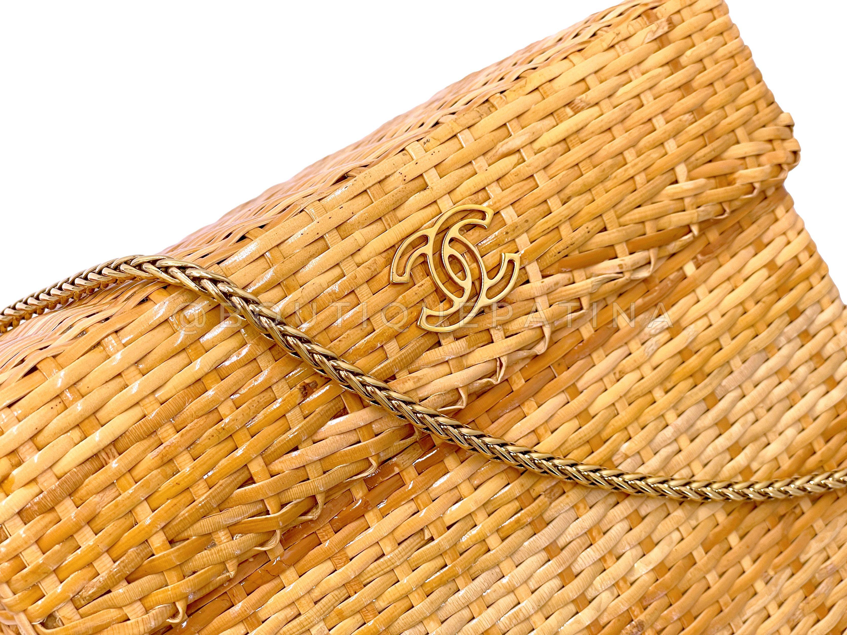 Chanel Vintage Wicker Mini Picnic Basket Rattan Bag w Chain 67399 For Sale 2