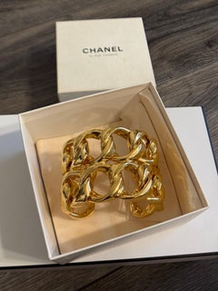 Chanel Vintage Wide Curb Link Cuff Bracelet