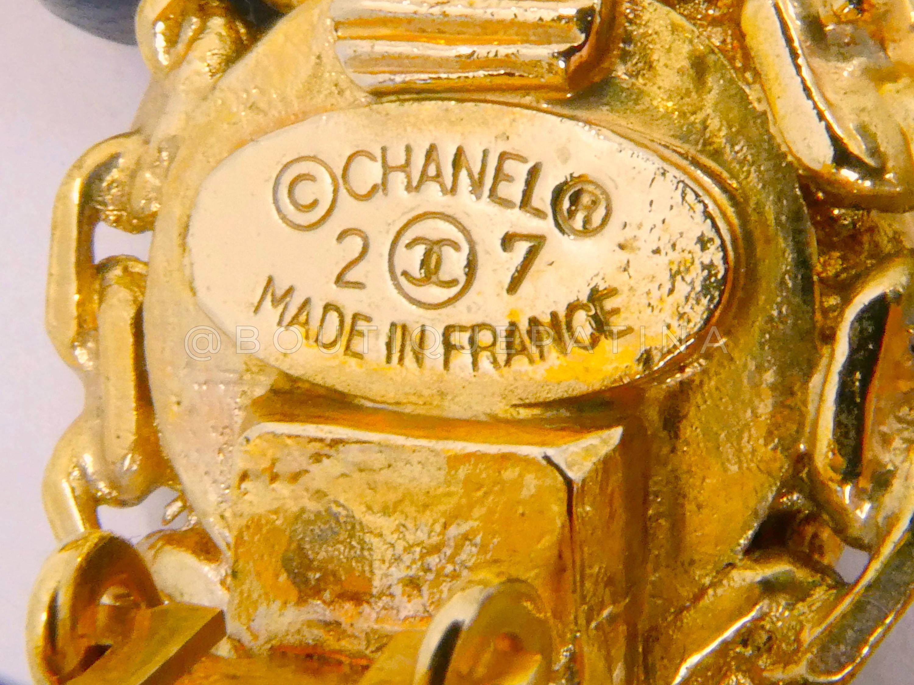 Chanel Vintage Woven Chain Collection 27 Pearl Drop Hoop Ears 65928 Excellent état - En vente à Costa Mesa, CA