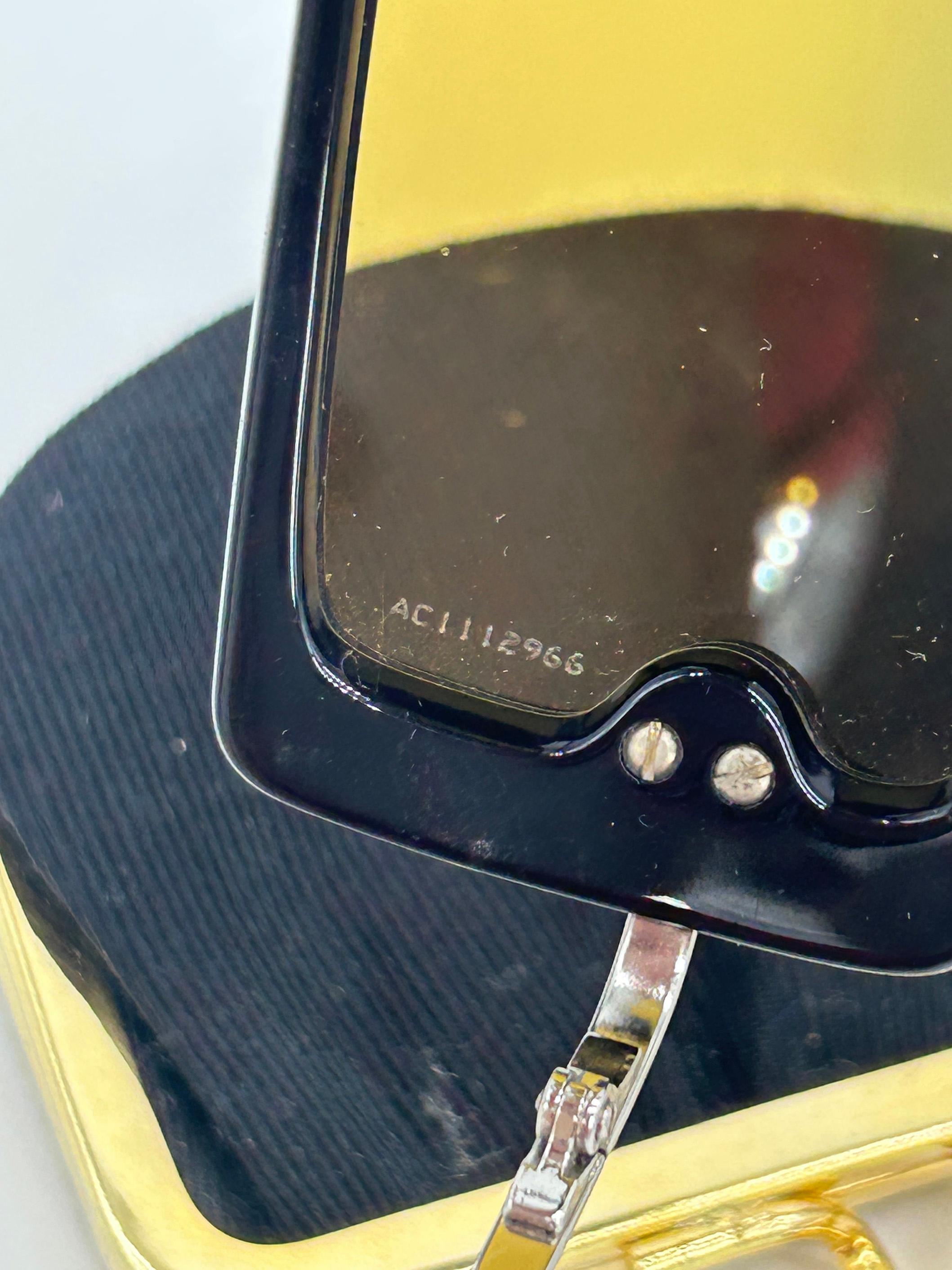 Chanel Vintage By Brown CC Logo Crystal Frame Shield Lunettes de soleil c2000s en vente 7