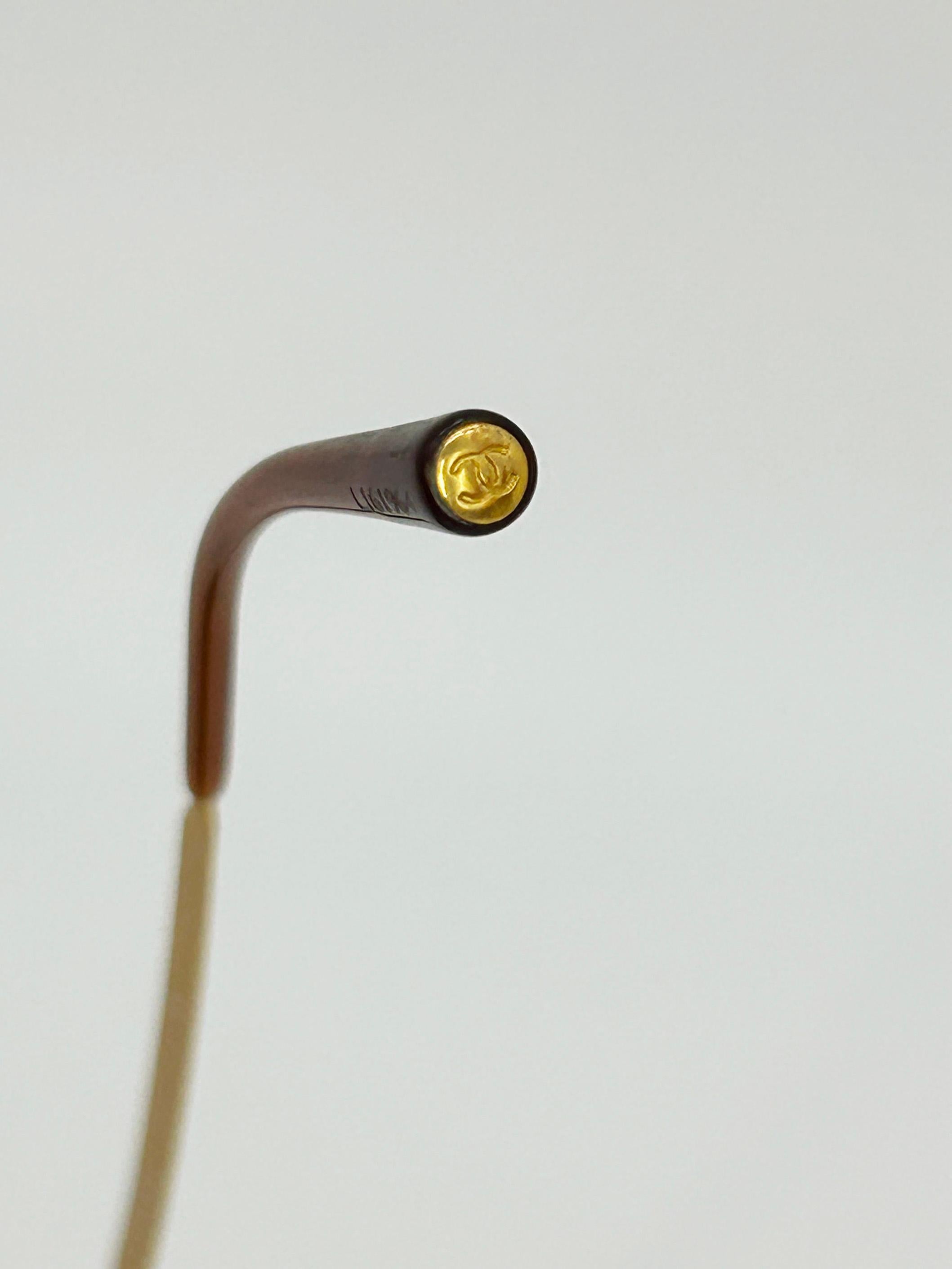 Chanel Vintage Y2K Half Frame Matte Gold Brown Lens Sonnenbrillen c2000s im Angebot 5