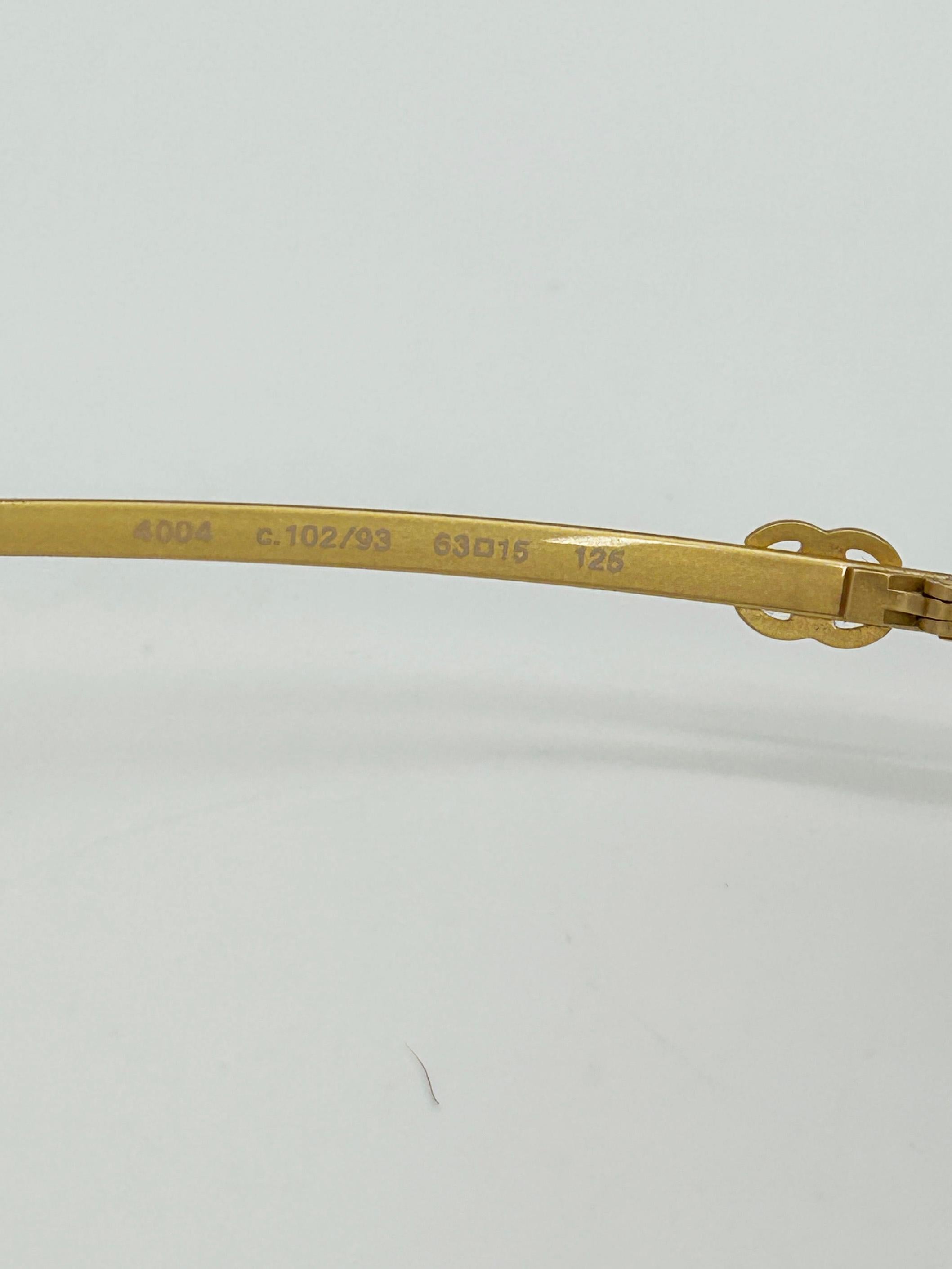 Chanel Vintage Y2K Half Frame Matte Gold Brown Lens Sonnenbrillen c2000s im Angebot 3