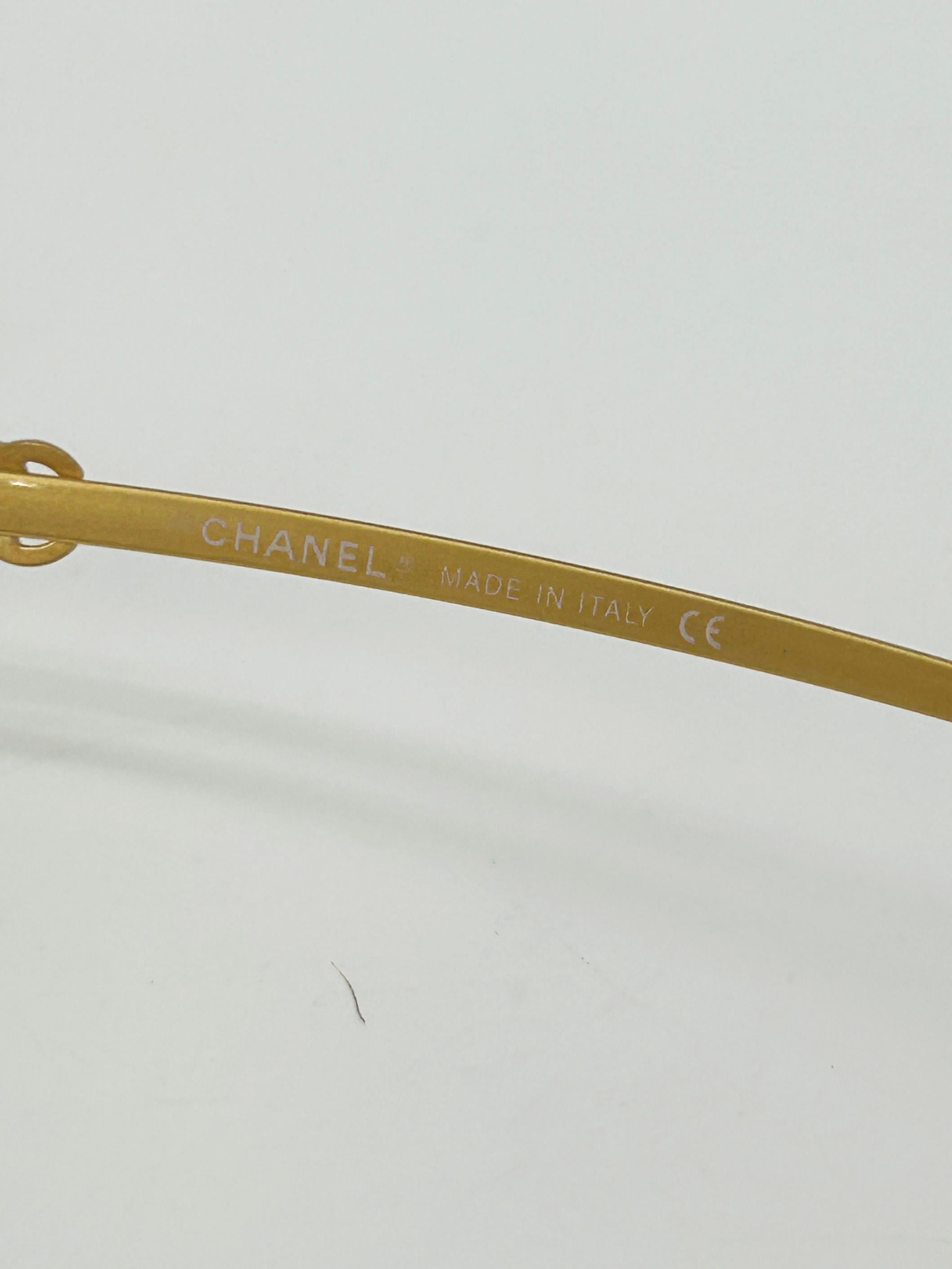 Chanel Vintage Y2K Half Frame Matte Gold Brown Lens Sonnenbrillen c2000s im Angebot 4