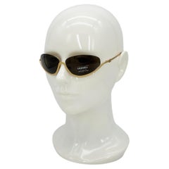 Chanel Vintage Y2K Half Frame Matte Gold Brown Lens Sunglasses c2000s