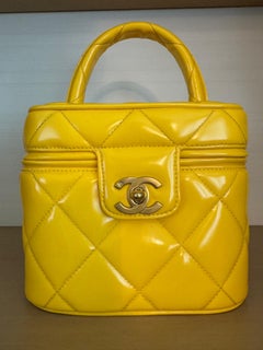 Chanel Vintage Yellow Heart Mirror Vanity Bag