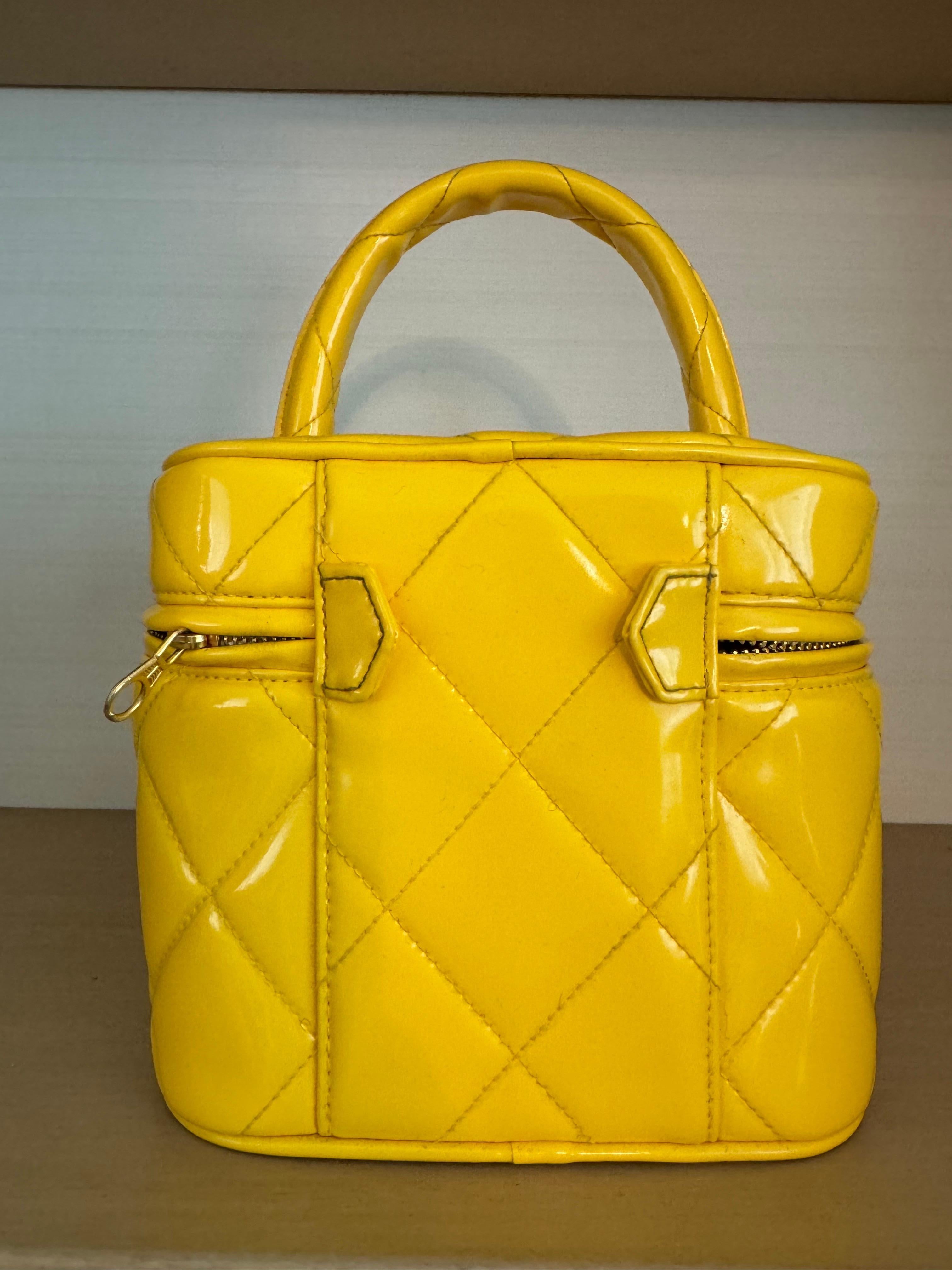 Chanel Vintage Yellow Heart Mirror Vanity Bag 1