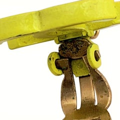 Chanel Vintage Yellow Neon Light Pink CC Drop Clip On Earrings