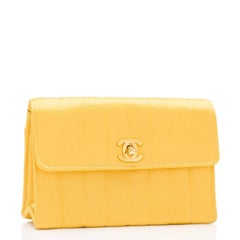 Chanel Vintage Yellow Vertical Quilted Satin Mini Flap Bag