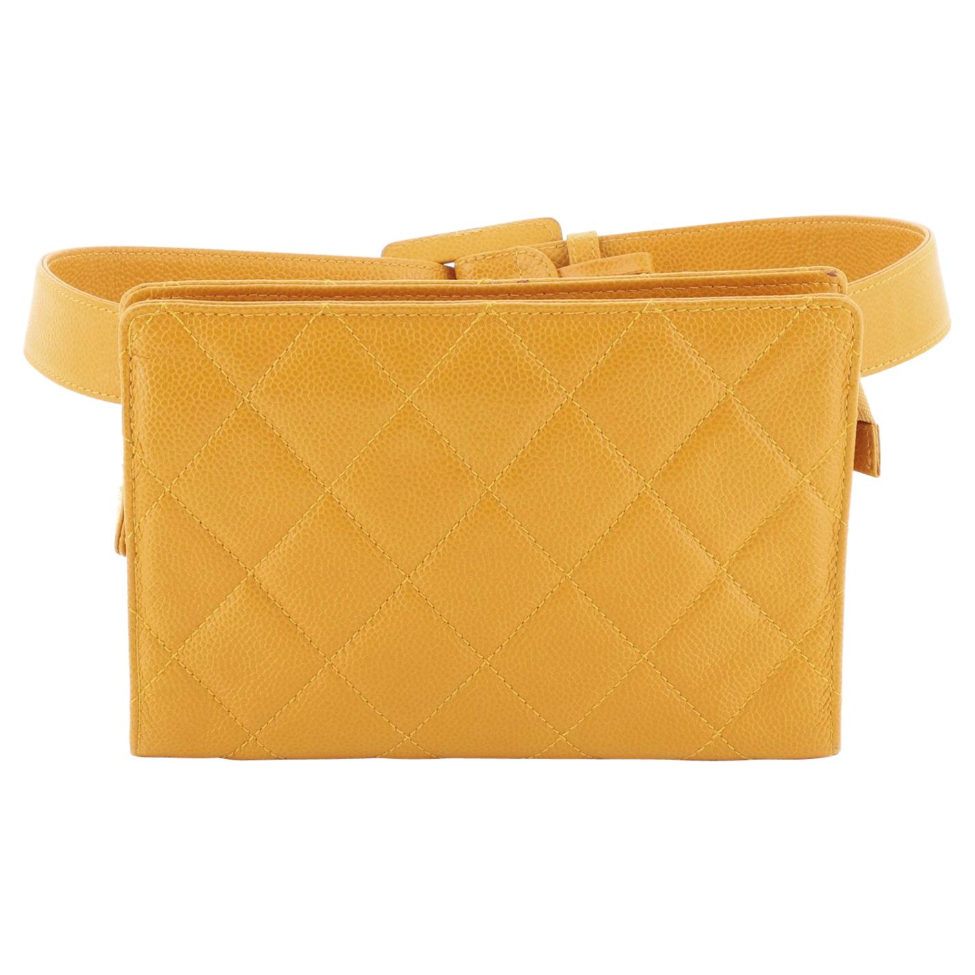 Chanel Vintage Zip Belt Bag Quilted Caviar Small