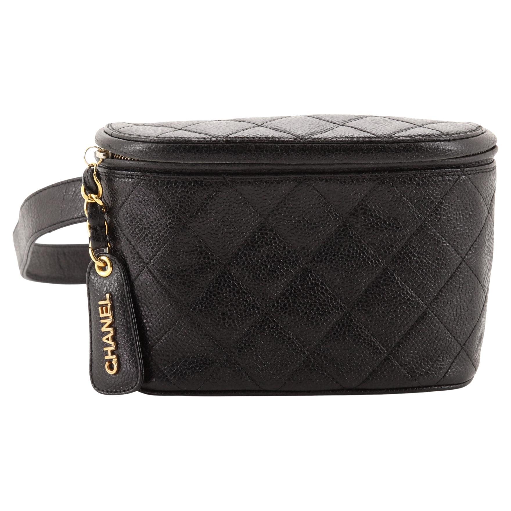 Bourgeon petticoat Smooth Chanel Vintage Zip Belt Bag Quilted Caviar Small at 1stDibs
