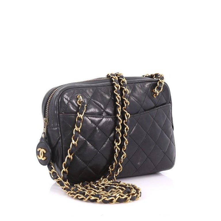 Chanel Vintage Zip Chain Shoulder Bag Quilted Leather Small at 1stDibs