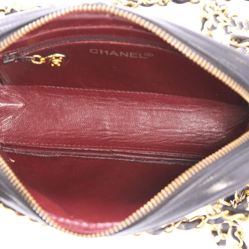 Black Chanel Vintage Zip Chain Shoulder Bag Quilted Leather Small