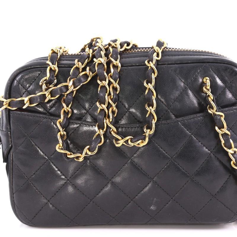 Chanel Vintage Zip Chain Shoulder Bag Quilted Leather Small In Good Condition In NY, NY