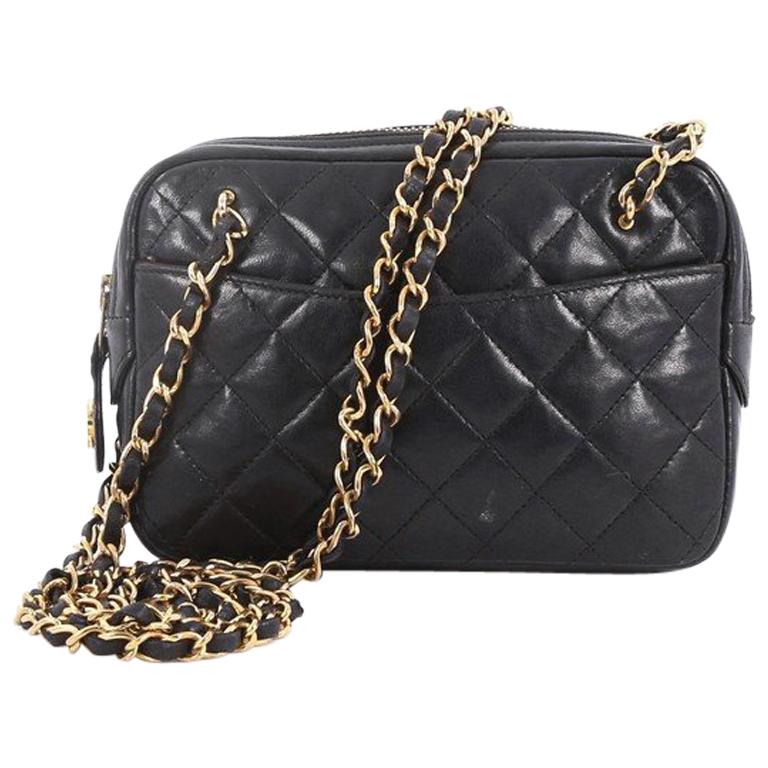Chanel Vintage Zip Chain Shoulder Bag Quilted Leather Small at 1stdibs