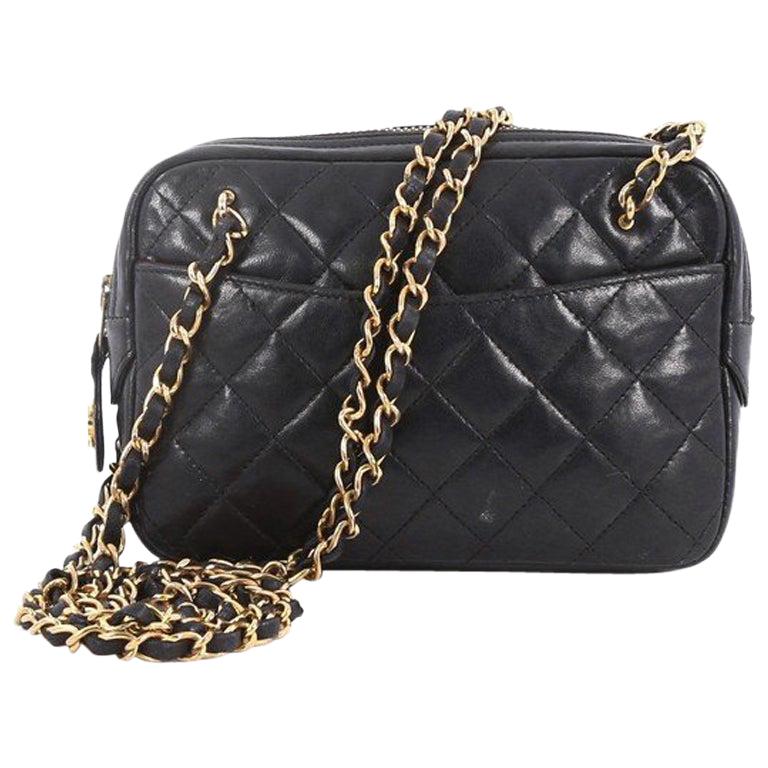 Chanel Vintage Zip Chain Shoulder Bag Quilted Leather Small at