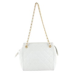 Chanel Vintage Zipped Chain Tote Quilted Caviar Small 