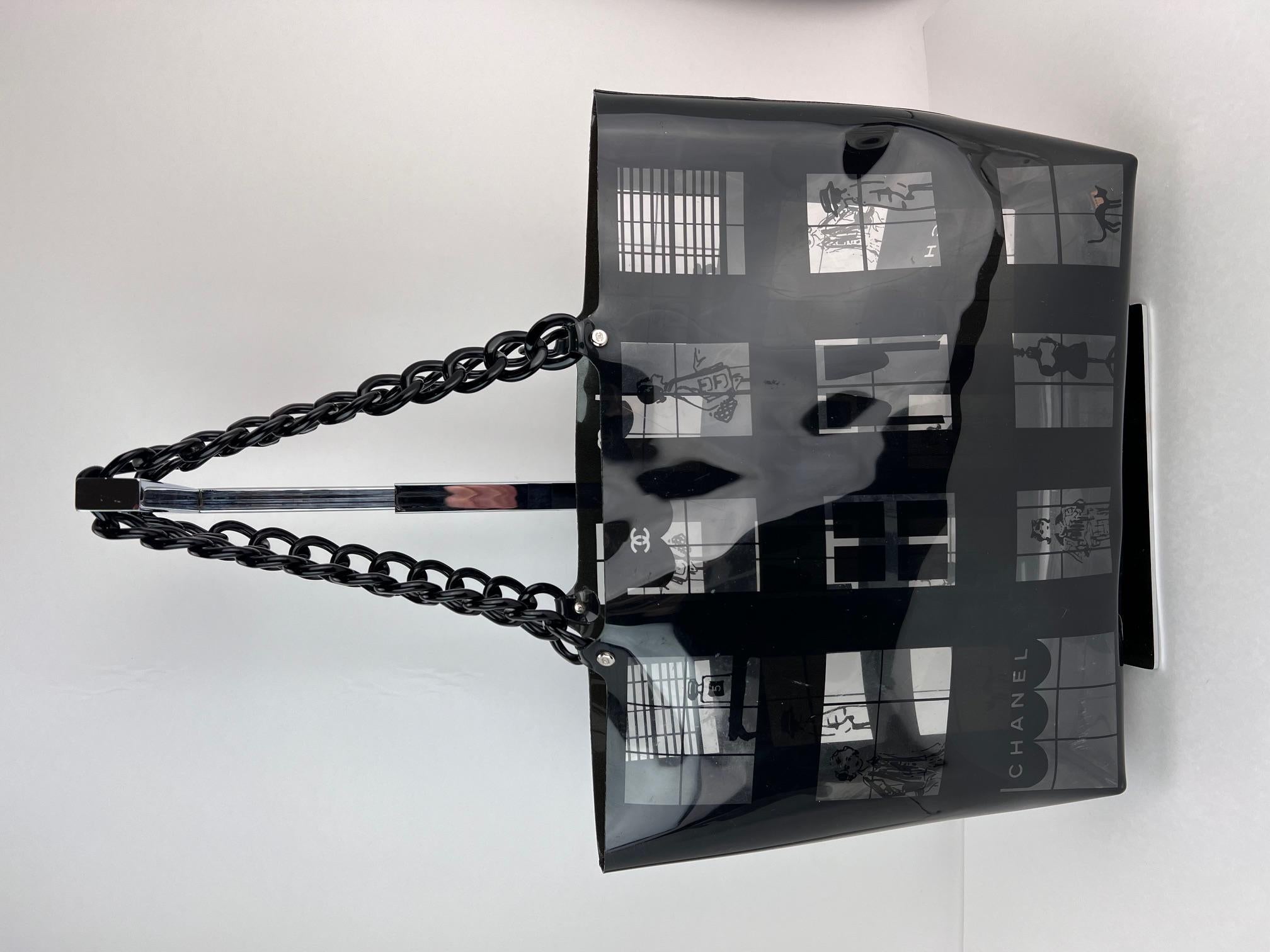 Chanel Vinyl Coco Window Black Tote 12
