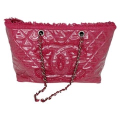 Chanel Vinyl Quilted Funny Tweed Tote Pink