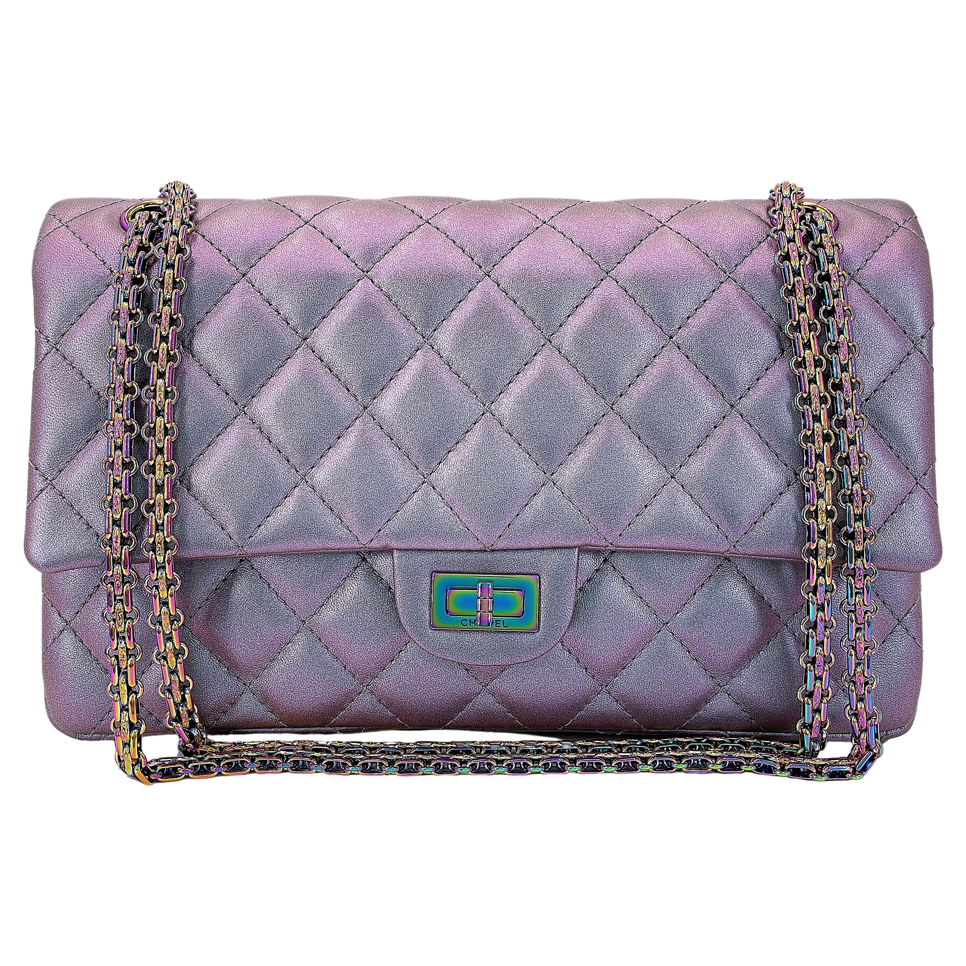 Chanel Violet Iridescent 2.55 Reissue Classic Double Flap Bag 226 Medium 67718