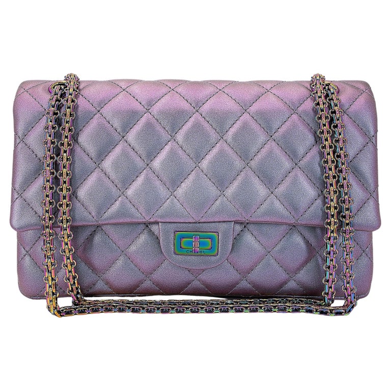 Chanel Violet Iridescent 2.55 Reissue Classic Double Flap Bag 226 Medium  67718 For Sale at 1stDibs