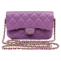 Chanel Violet Lambskin WOC  Wallet on a Chain