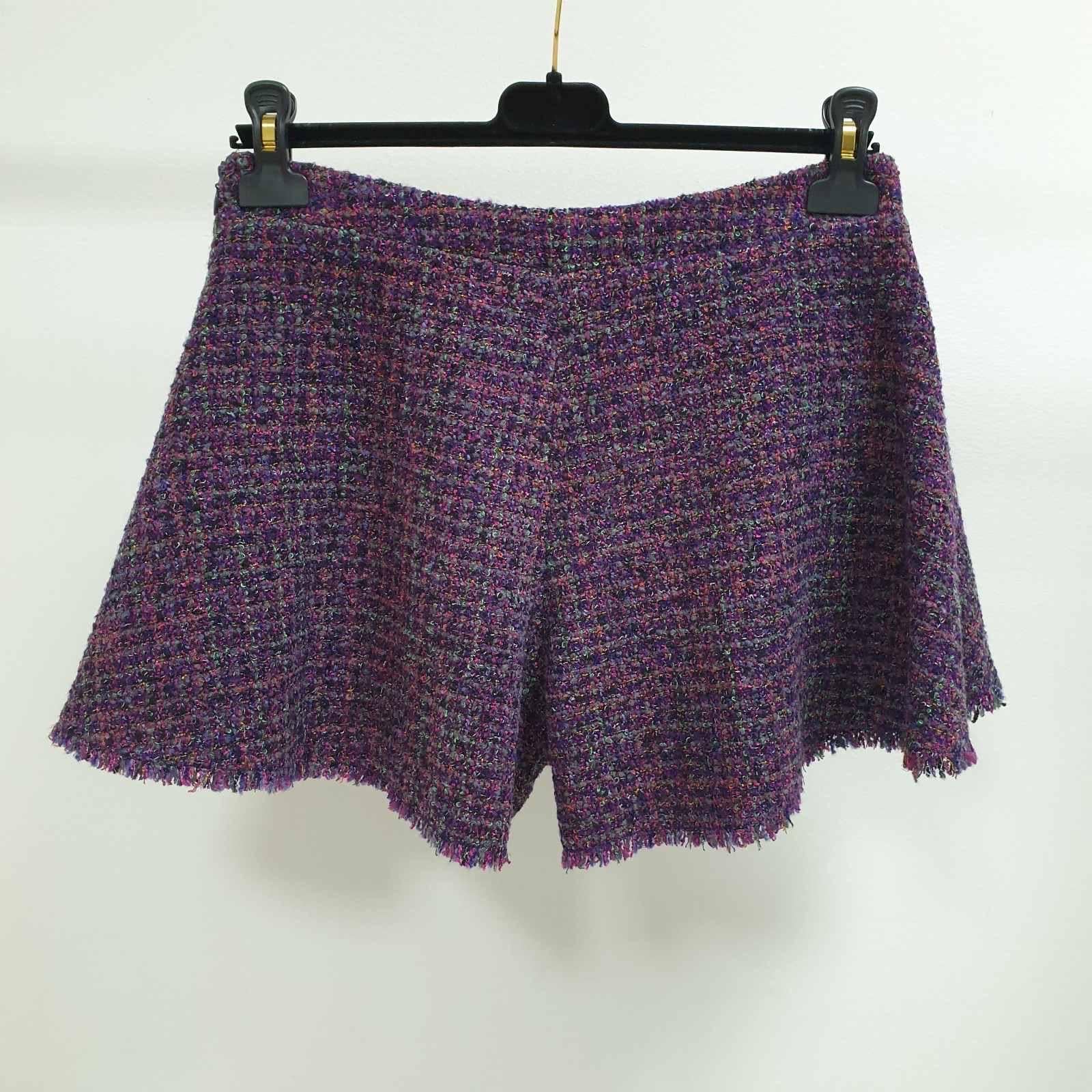 Black Chanel Violet Tweed Mini Shorts