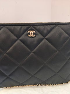 Chanel VIP Gift black satin pochette