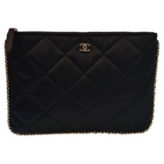Chanel VIP Gift black satin pochette