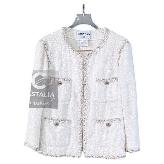 CHANEL Vogue-Cover: Flauschige weiße Jacke, Größe 38 FR