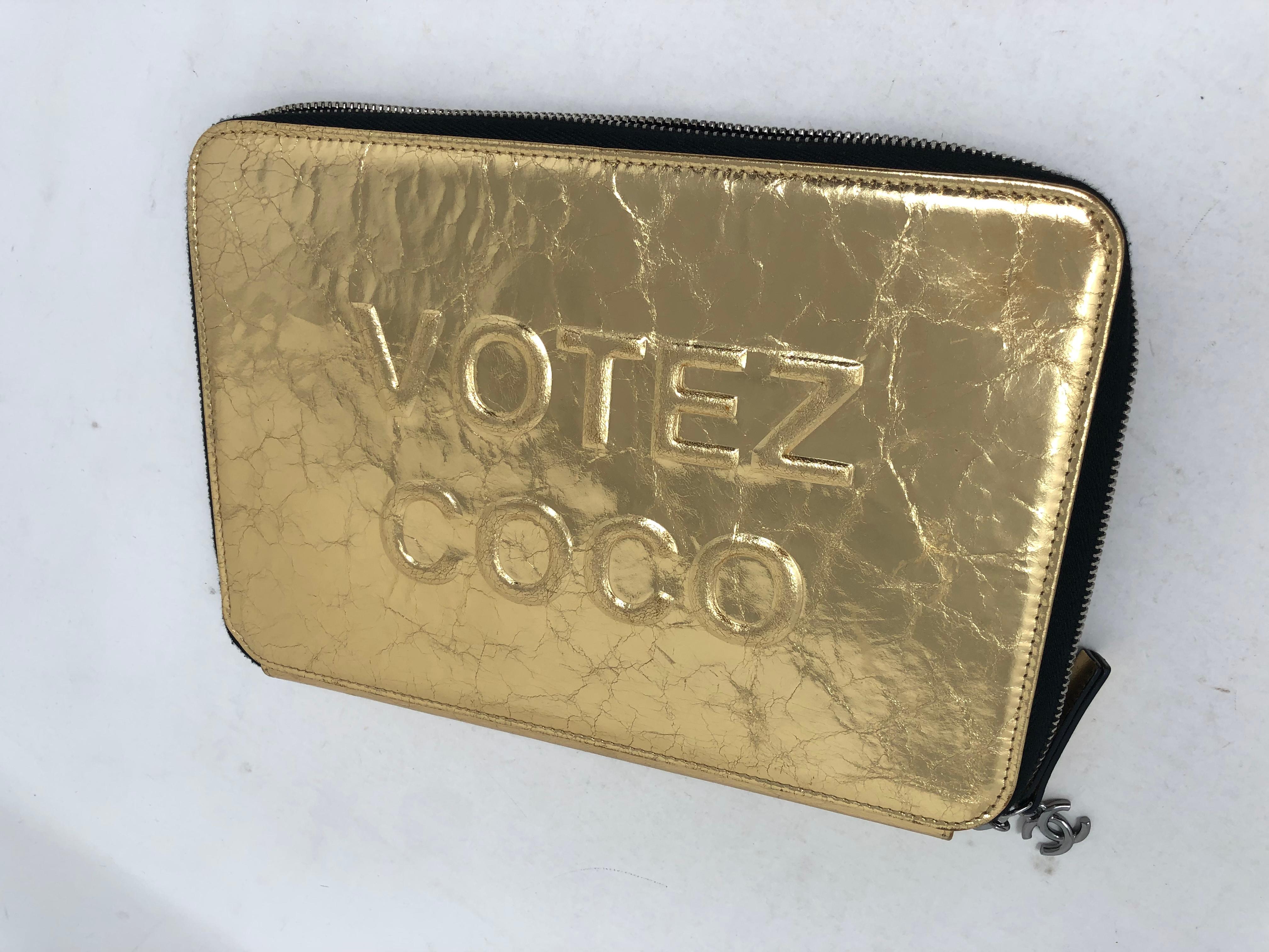 Chanel Votez Coco Gold Clutch. Mint condition. Unique gold clutch. 9