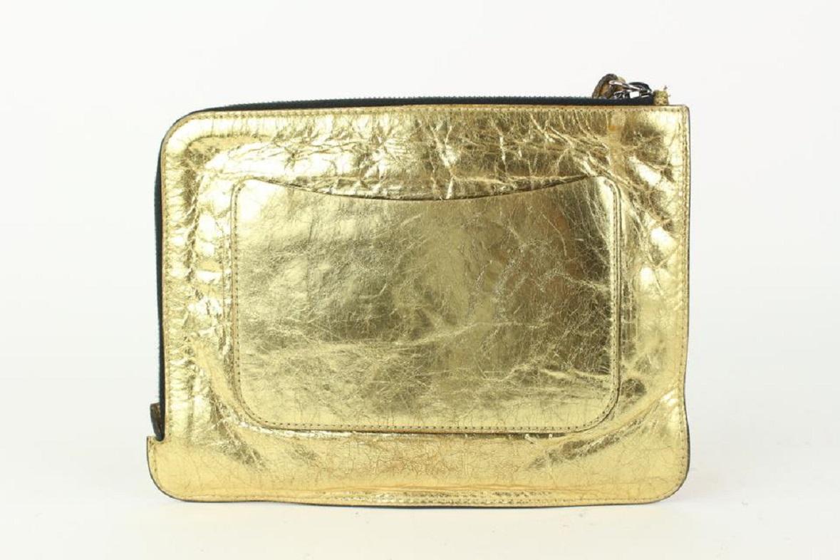 Women's Chanel Votez Coco Gold O-Case Zip Clutch 92cas81 For Sale
