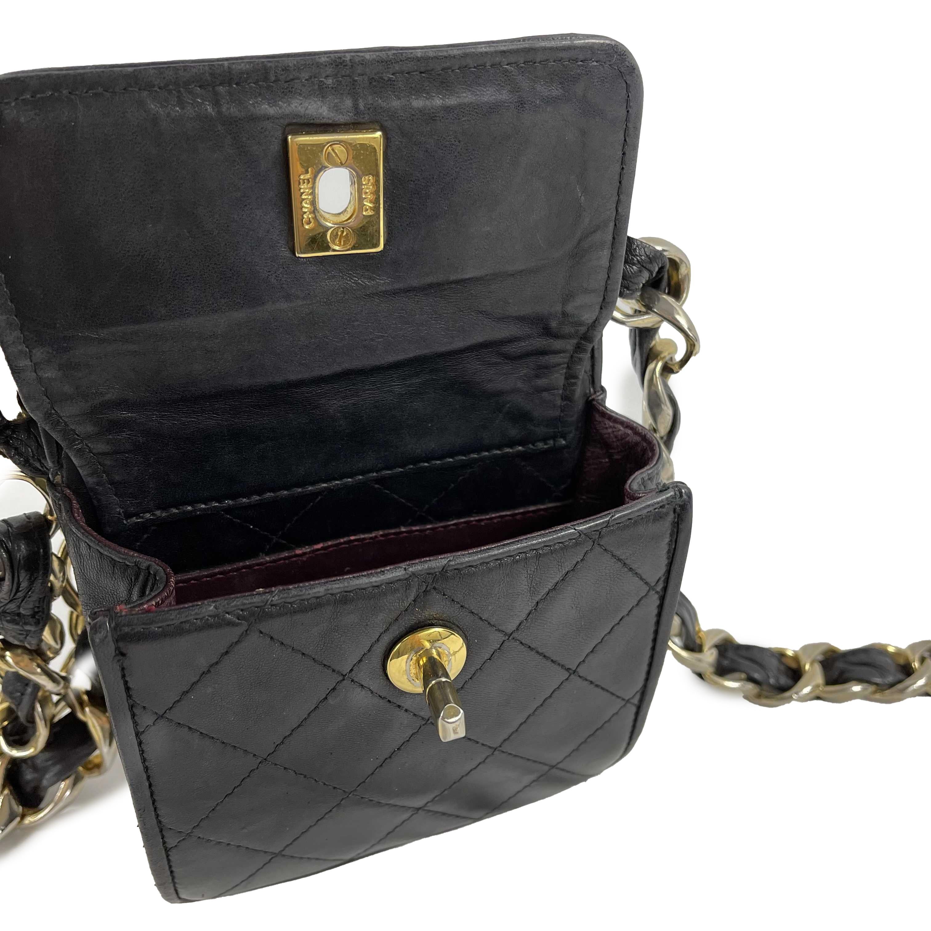 black chain fanny pack
